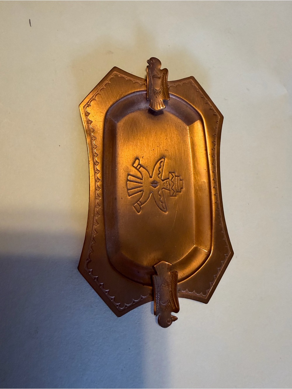 Vintage Fred Harvey Thunderbird Copper Ashtray